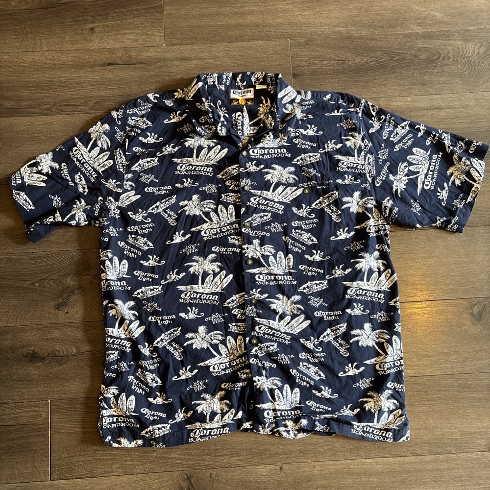 Corona Extra Men's XXL Button Down Casual‎ Shirt Vacation Blue Beer